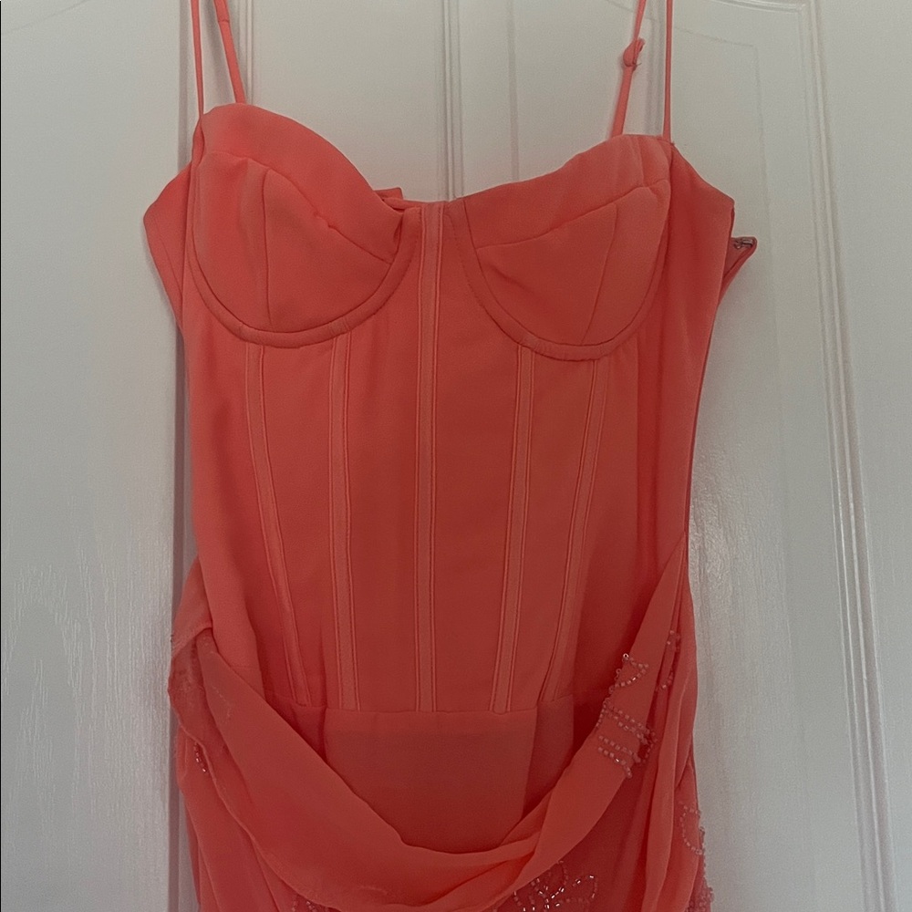 House of CB Carmella Coral Embellished Hand Beaded Dress - Picture 10 of 10